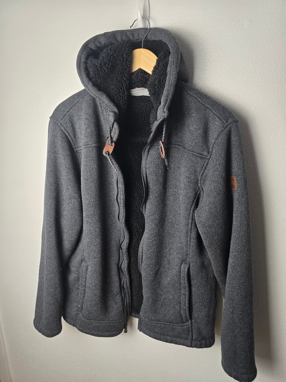 Rugged Elements Sherpa Lined Hoodie Jacket Mens M Charcoal Gray Full Zip